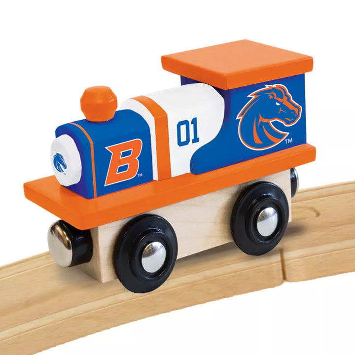 Masterpieces Officially Licensed NCAA Boise State Broncos Wooden Toy Train Engine for Kids.