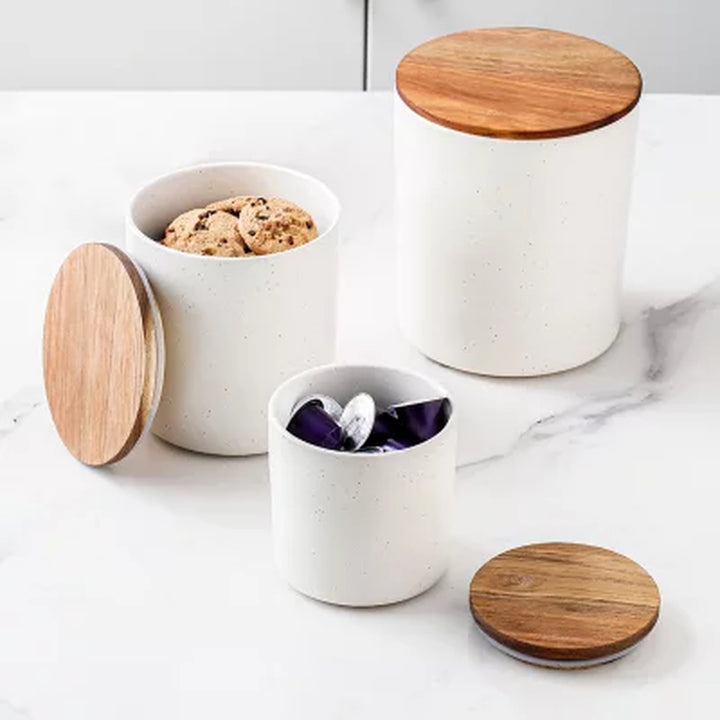 Member'S Mark 4-Piece Canister with Acacia Wood Lid Set (Assorted Colors)