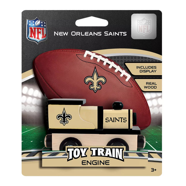 Masterpieces Officially Licensed NFL New Orleans Saints Wooden Toy Train Engine for Kids.