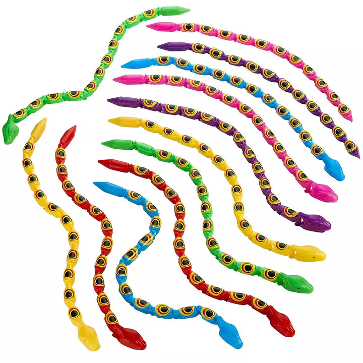 Kicko 15'' Wacky Wiggly Jointed Snakes - Multicolored - 12 Pack