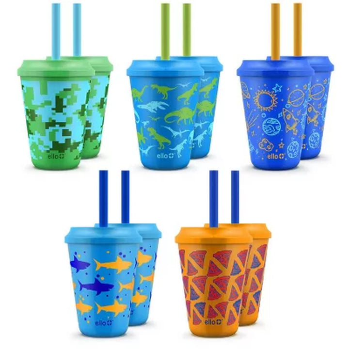 Ello Kids 12-Ounce Color Changing Tumblers with Lids and Straws, 10 Pack (Assorted Colors)