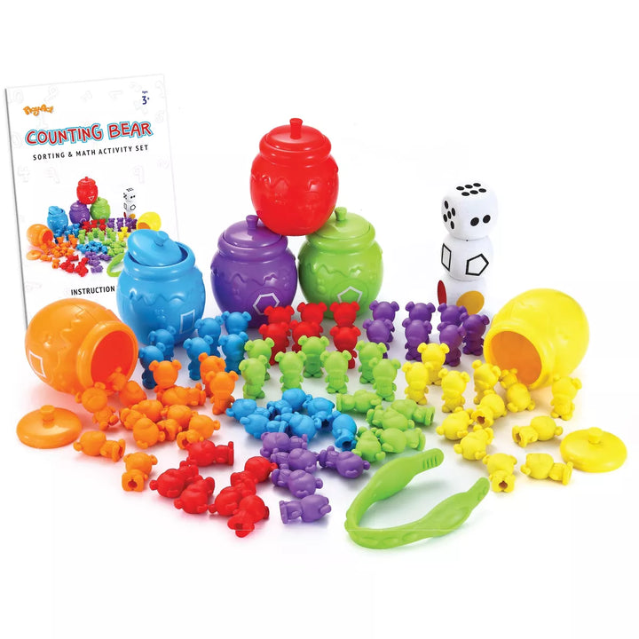 JOYIN Play-Act Counting Bears 82-Piece Toy Set Color Recognition, Tweezers, Dice, Instruction Book, Educational Gift