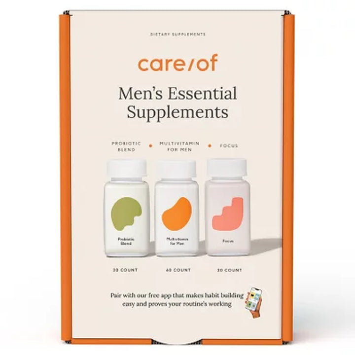 Care/Of Men'S Essential Supplements: Multivitamin 60 Ct., Probiotic 30 Ct., and Focus 30 Ct. Capsules