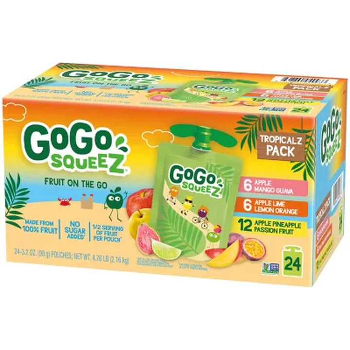 Gogo Squeez Tropical Fruit Pouch Variety Pack, 24 Ct.