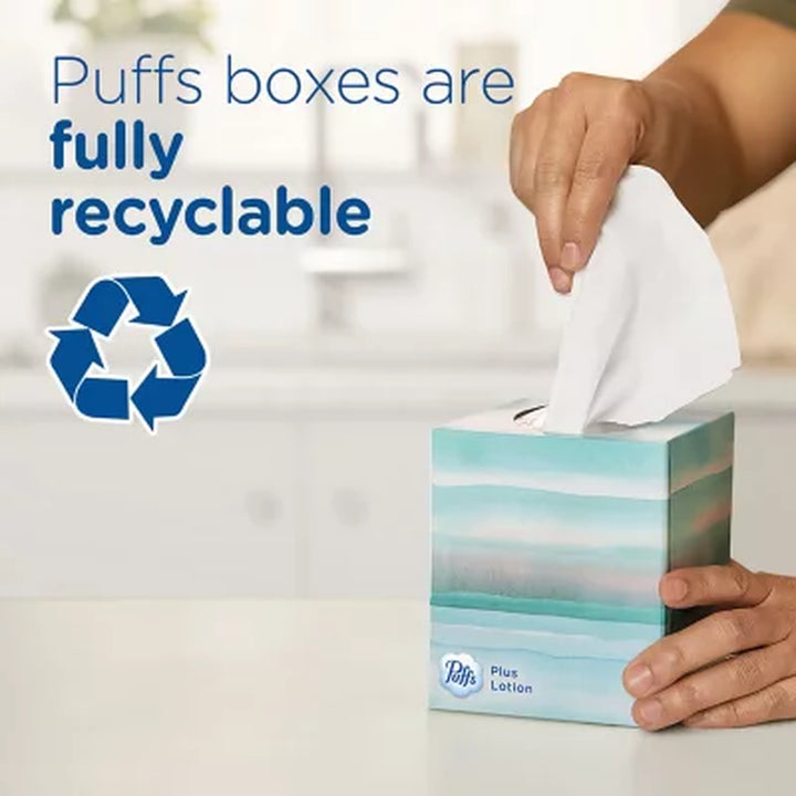Puffs plus Lotion 2-Ply Facial Tissues, Cube Boxes 72 Tissues/Box, 12 Boxes
