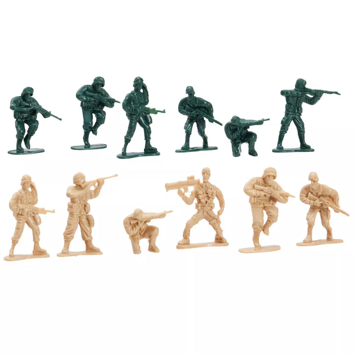 Juvale 100-Piece Military Soldier Army Toys for Boys, Battlefield Action Figures Accessories Playset with 2 Flags, Vehicles