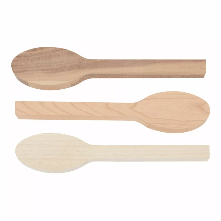 Bright Creations 3 Pieces Blank Wood Carving Spoons for Whittling, Basswood, Cherry Wood, Walnut Wood, 10.3 Inches