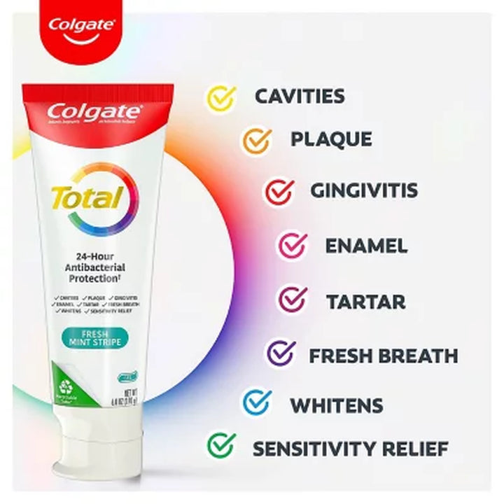 Colgate Total Gel Toothpaste, Fresh Mint Stripe, 6.0 Oz., 5 Pk.