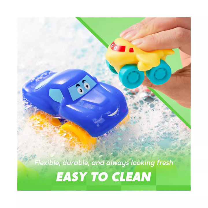 Syncfun 8 PCS Rubber Cartoon Cars with Play Mat, Mini Bath Toy Car for Toddlers, Boy Toys Birthday Gift, Party Favors for Kids Toddlers 2 3+ Year Old