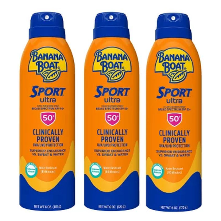 Banana Boat Sport Ultra Sunscreen Spray, SPF 50, 6 Oz., 3 Pk.