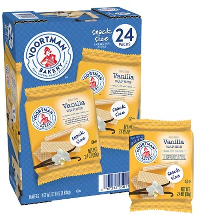 Voortman Vanilla Wafers, Snack Size, 2.4 Oz., 24 Pk.