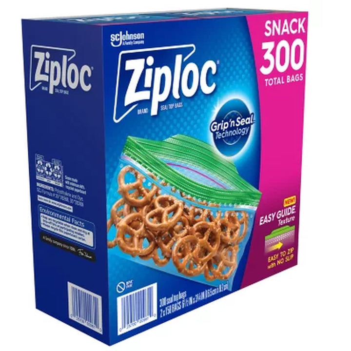 Ziploc Grip 'N Seal Top Snack Bags, 300 Ct.