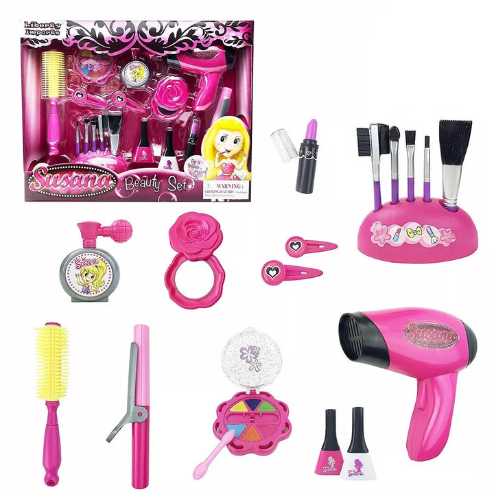 Link Worldwide Pink Beauty Fashion Hair Salon Play Set Pretend Play Toy Comes with 18 Different Fashion Beauty Accessories - Pink