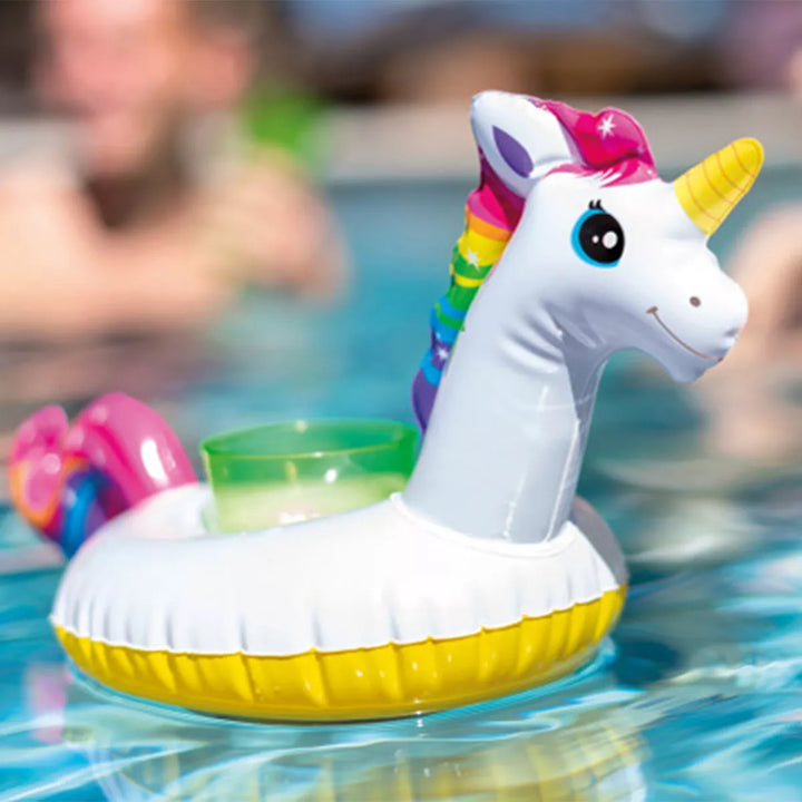 Intex 16 X 8 Inch Vinyl Floating Unicorn Inflatable Drink Beverage Holder Floaties for Ages 3 and above in Pools, Hot Tubs, Lakes, & Oceans (3 Pack)