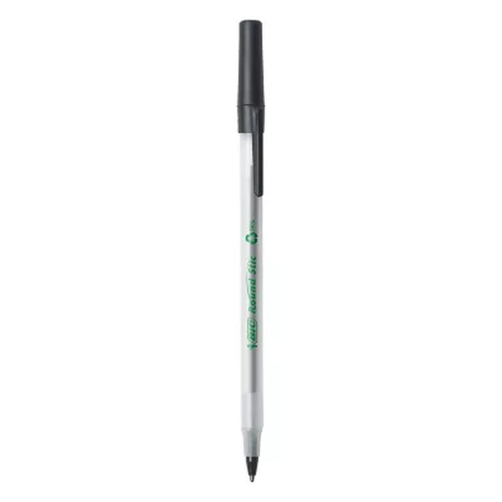 BIC Ecolutions round Stic Ballpoint Pen, 1Mm, Medium, Black Ink, 50Ct.