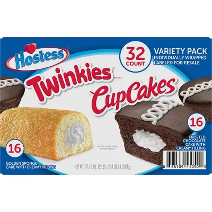 Hostess Twinkies & Cupcakes Variety Pack Snack Cakes, 32 Pk.