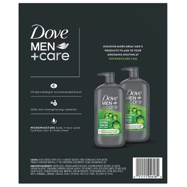 Dove Men+Care Body and Face Wash, Extra Fresh, 30 Fl. Oz., 2 Pk.