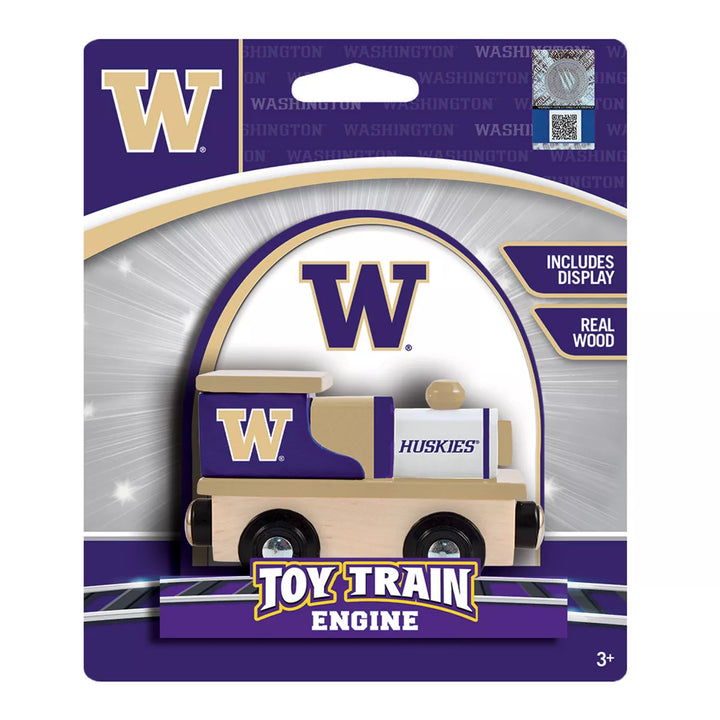 Masterpieces Officially Licensed NCAA Washington Huskies Wooden Toy Train Engine for Kids.