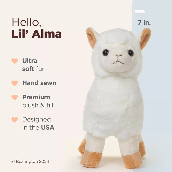 Bearington Lil' Alma Small Plush Stuffed Animal Llama, 7 Inches