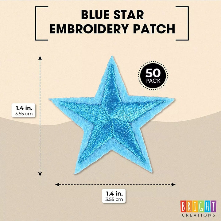 Bright Creations 50-Pack Small Blue Star Embroidery Iron on Patches, Sewing Appliques (1.4 X 1.4 In)