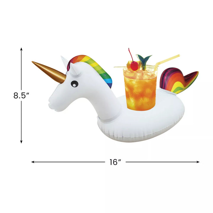 Northlight 16" Inflatable Unicorn Swimming Pool Floating Drink Holder