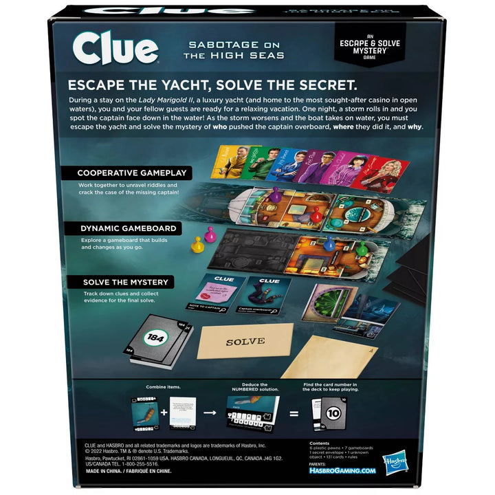 Clue Escape Sabotage on the Seas Board Game