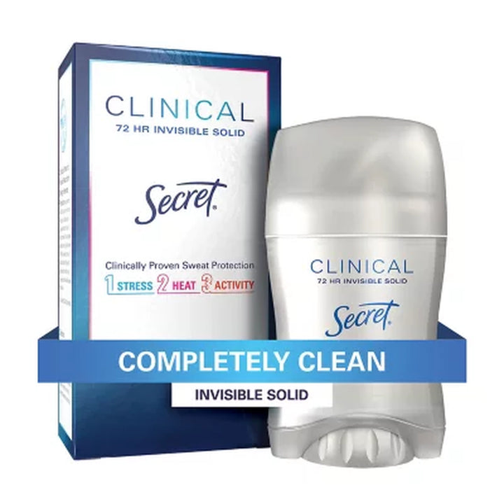 Secret Clinical Invisible Solid Antiperspirant and Deodorant, Completely Clean, 1.6 Oz., 3 Pk.