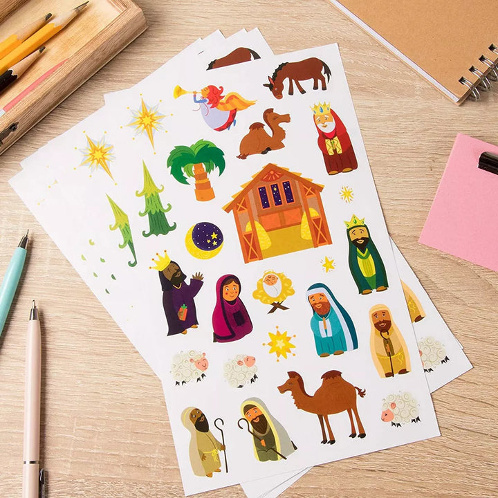 Blue Panda 868 Pieces Christmas Nativity Stickers for Scrapbooking, DIY Crafts, 36 Sheets