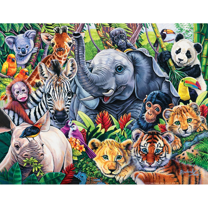 Masterpieces 100 Piece Jigsaw Puzzle for Kids - Safari Friends - 11.5"X15".