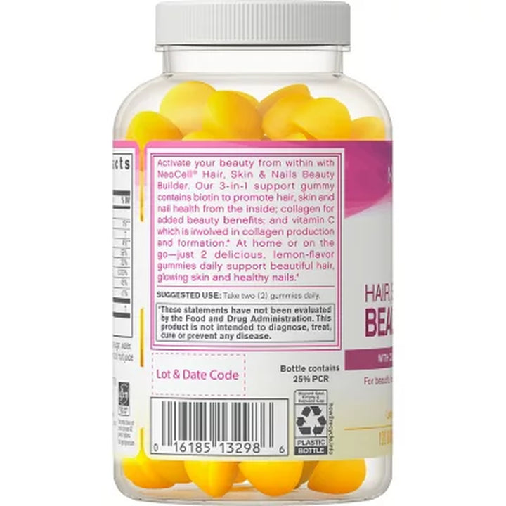 Neocell Hair, Skin & Nails Beauty Builder Gummies, 200 Mg. Collagen, Lemon 120 Ct.