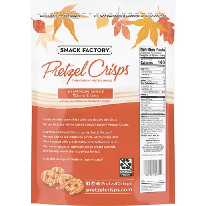 Snack Factory Pumpkin Spice White Creme Pretzel Crisps, 20 Oz.