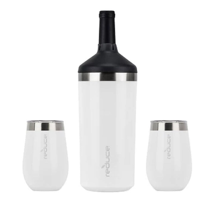 Reduce Wine Bottle Cooler 3-Piece Set with 12-Oz. Wine Tumblers (Assorted Colors)