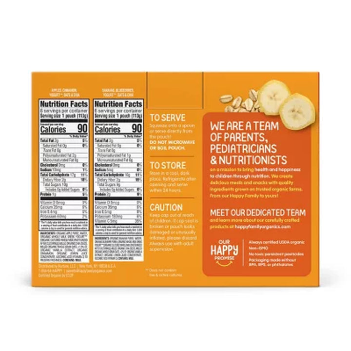 Happy Tot Super Morning Pouch, Apple Cinnamon and Blueberry Banana (4 Oz., 12 Ct.)