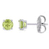 Peridot Solitaire Stud Earrings in 14K White Gold