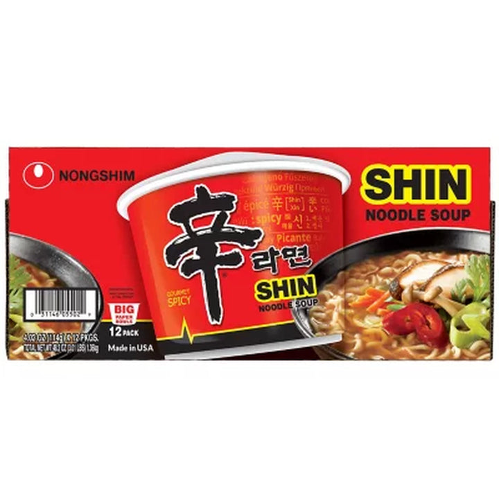 Nongshim Shin Ramyun Spicy Beef Ramen Noodle Soup 4.02 Oz., 12 Ct.