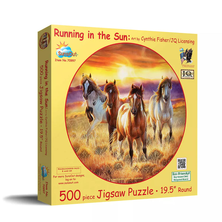 Sunsout Running in the Sun 500 Pc round Jigsaw Puzzle 70997