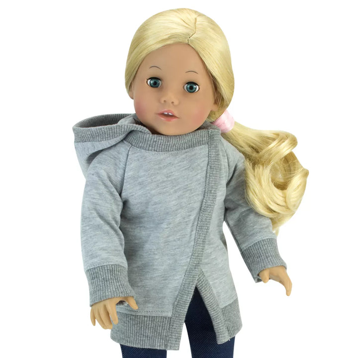 Sophia’S Hooded Sweater Jacket for 18” Dolls, Gray