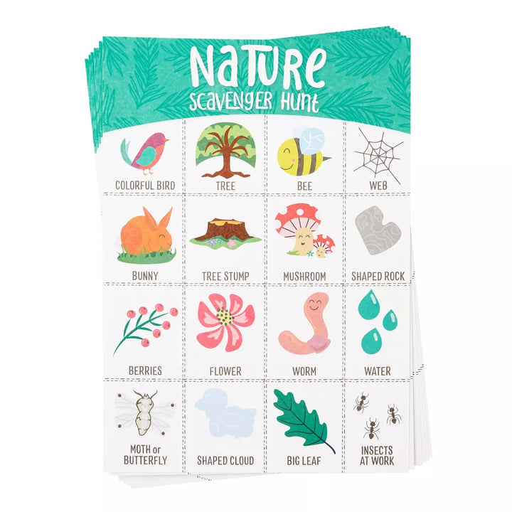 Juvale 50 Pack Nature Scavenger Hunt Cards for Kids, Outdoor Family Find and Seek Game