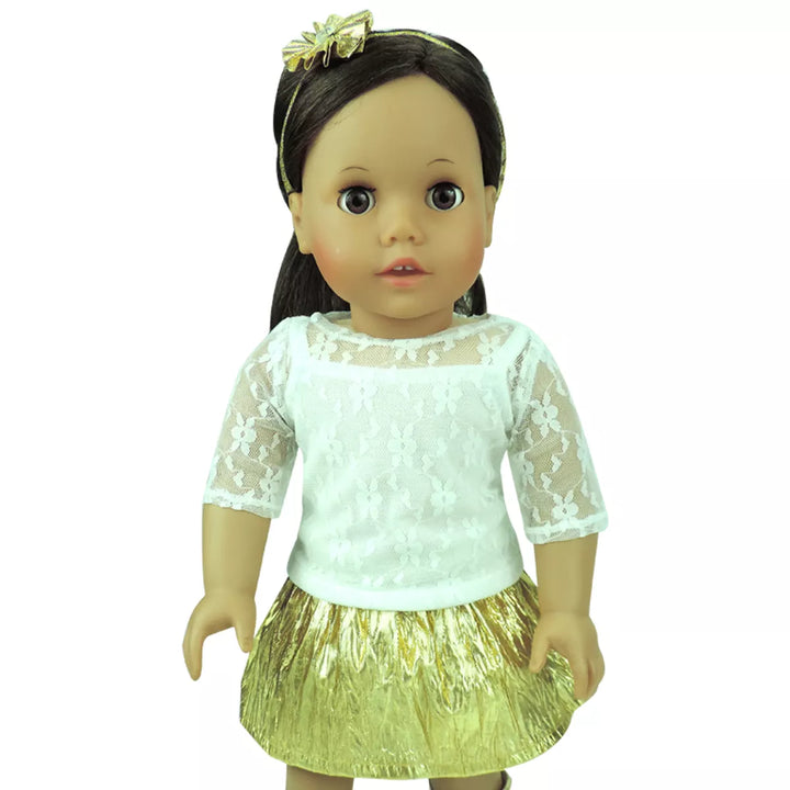 Sophia’S Lace Shirt, Skirt and Headband for 18" Dolls, Ivory/Gold