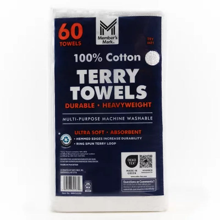 Member'S Mark 100% Cotton Terry Towels, 14" X 17" 60 Ct.