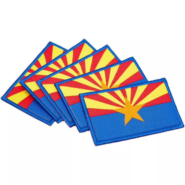 Okuna Outpost 12 Pack Woven Iron on State Patches, Arizona Flag Appliques (3 X 2 In)