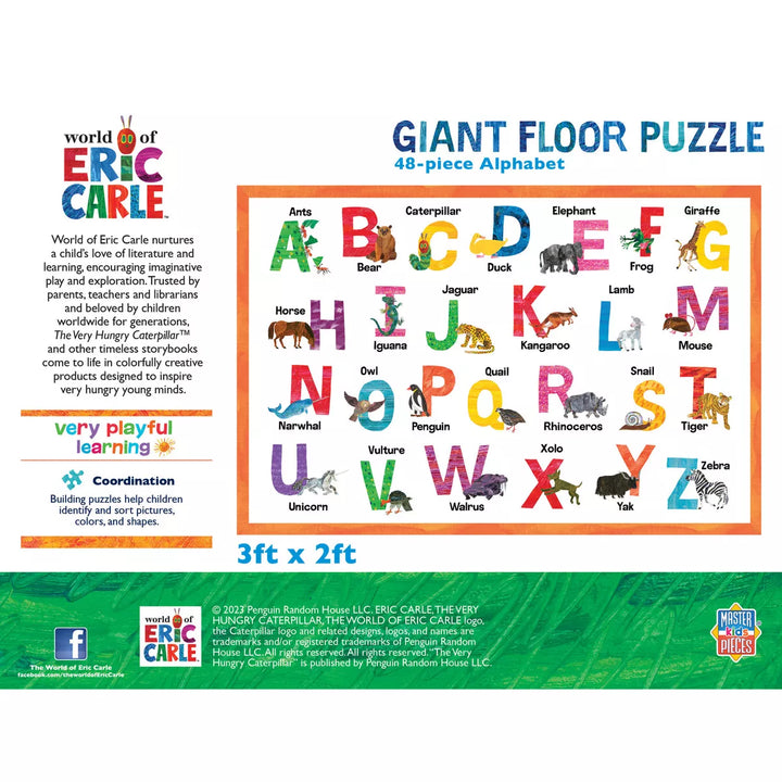 Masterpieces World of Eric Carle - Alphabet 48 Piece Floor Jigsaw Puzzle for Kids.