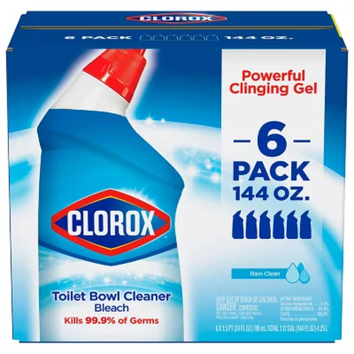 Clorox Toilet Bowl Cleaner with Bleach, Rain Clean 24 Oz., 6 Pk.