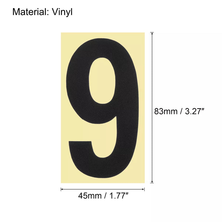 Unique Bargains 0 - 9 Vinyl Waterproof Self-Adhesive Reflective Mailbox Numbers Sticker 3.27 Inch Black 5 Set