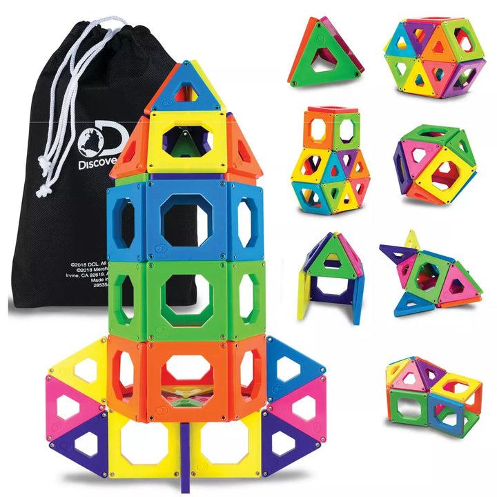 Discovery Kids Magnetic Tile Building Blocks Set 50Pc