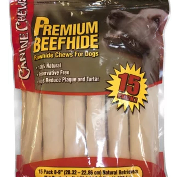 Canine Chews Premium All-Natural Beef Hide Canine Retrievers, 15 Ct.