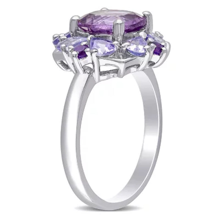 Amethyst and Tanzanite Cocktail Ring in Sterling Silver