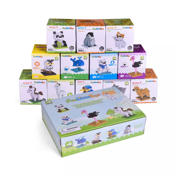 Fun Little Toys 12-Pack Mini Animals Building Bricks