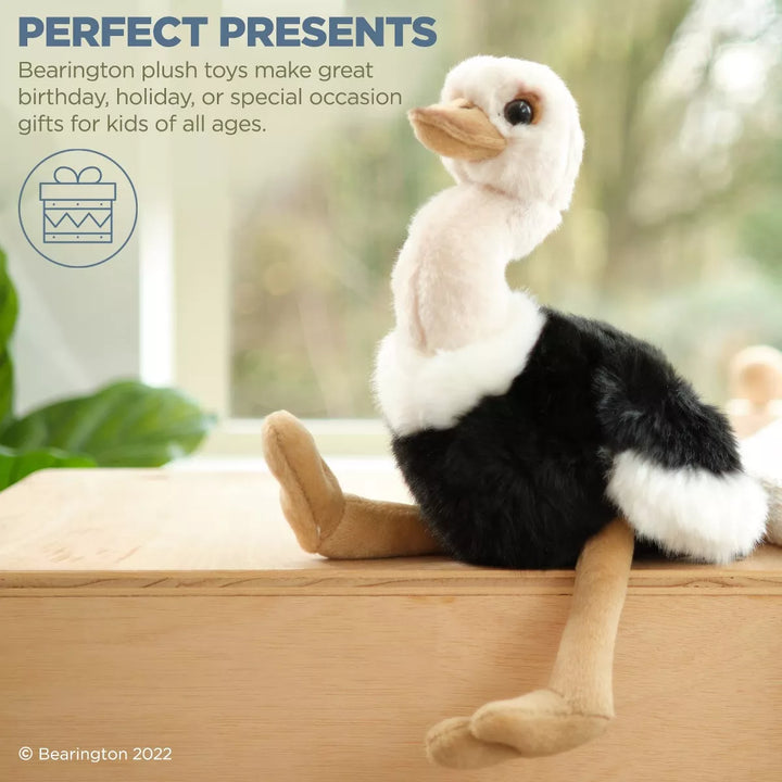 Bearington Ollie the Ostrich: Hand-Sewn 9" Tall Stuffed Ostrich with Ultra-Soft Feathers, Realistic Details