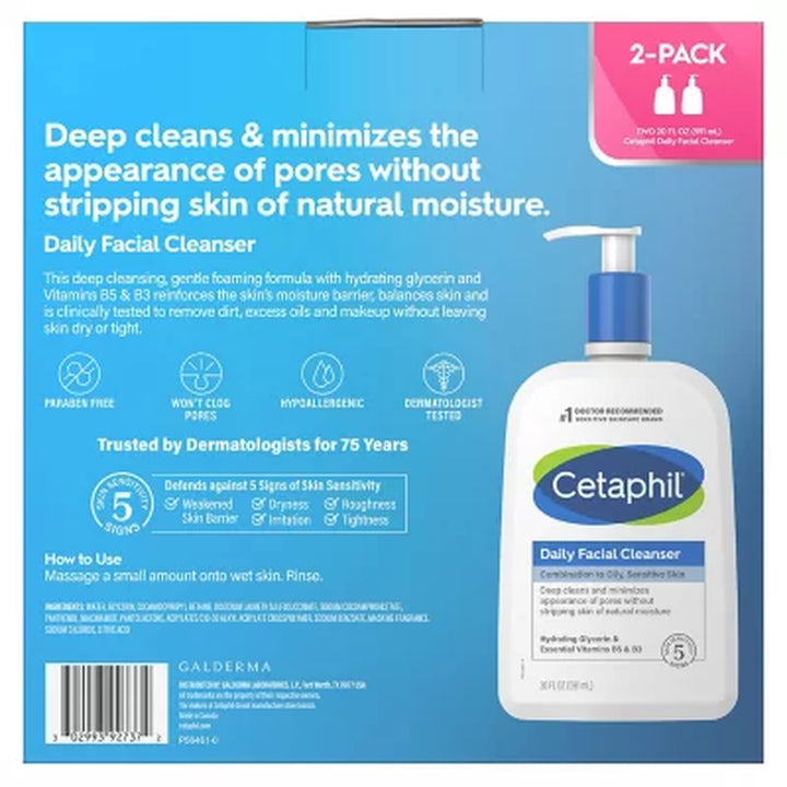 Cetaphil Daily Facial Cleanser, 20 Oz., 2 Pk.